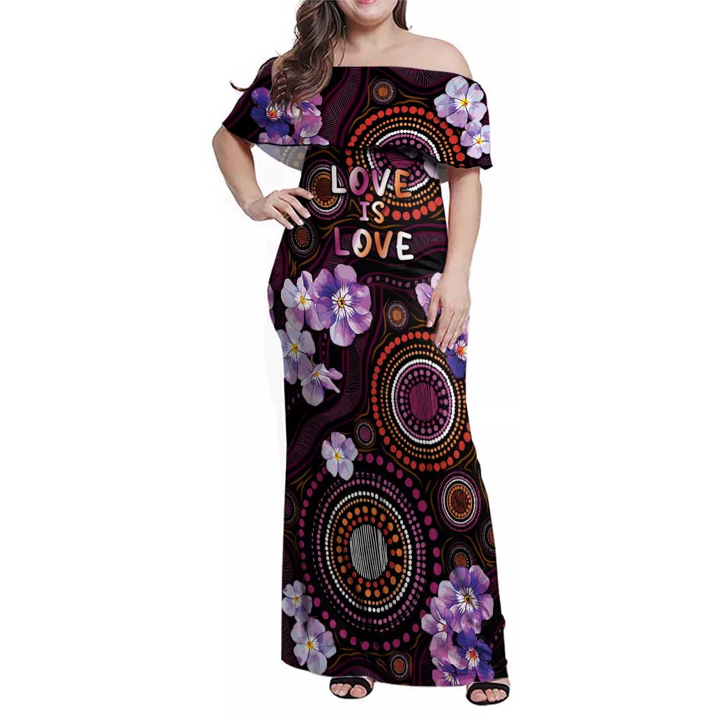 Australia First Nation LGBT - Lesbian Week Family Matching Off Shoulder Maxi Dress and Hawaiian Shirt Sapphic Violet - Love Is Love - Aussie Hoodie