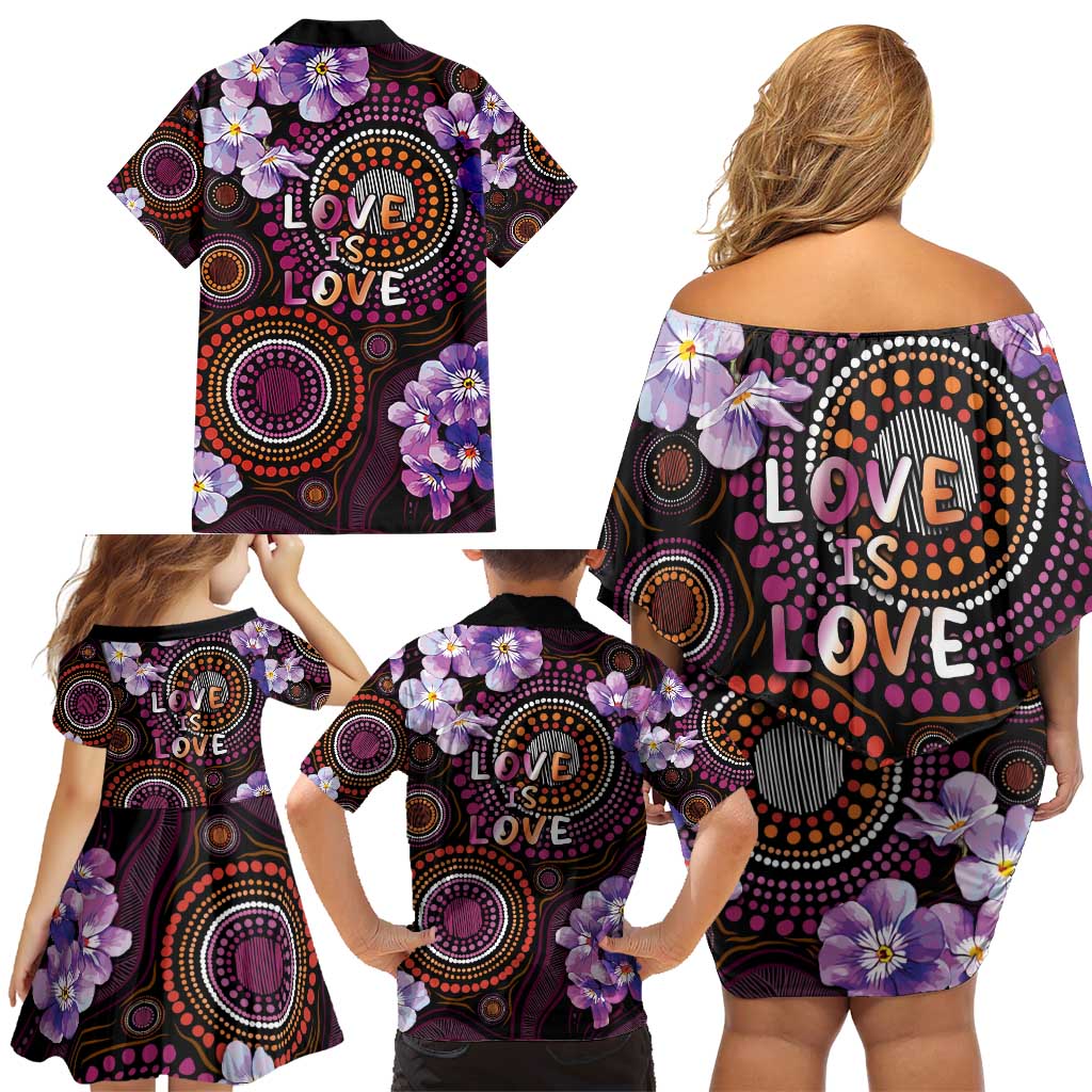Australia First Nation LGBT - Lesbian Week Family Matching Off Shoulder Short Dress and Hawaiian Shirt Sapphic Violet - Love Is Love - Aussie Hoodie