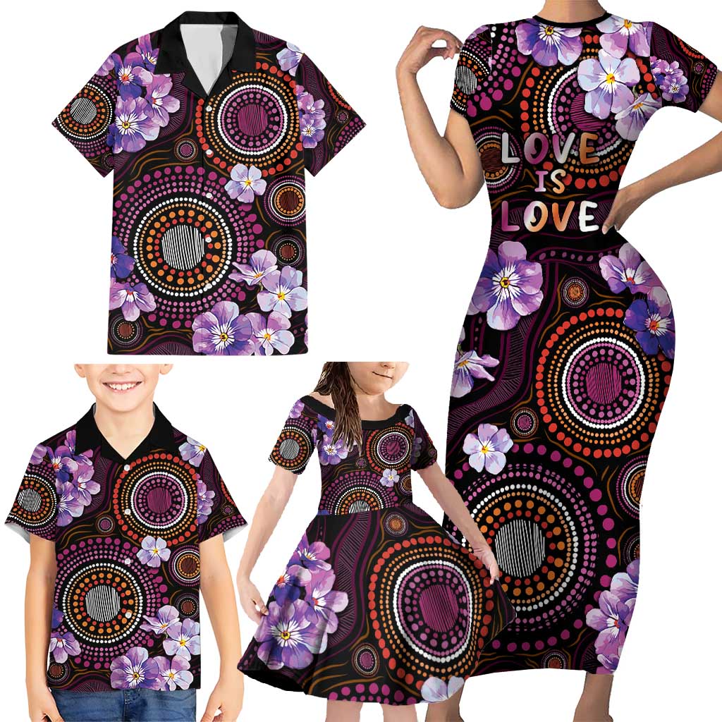 Australia First Nation LGBT - Lesbian Week Family Matching Short Sleeve Bodycon Dress and Hawaiian Shirt Sapphic Violet - Love Is Love - Aussie Hoodie