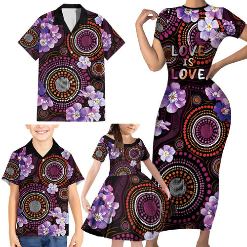 Australia First Nation LGBT - Lesbian Week Family Matching Short Sleeve Bodycon Dress and Hawaiian Shirt Sapphic Violet - Love Is Love - Aussie Hoodie