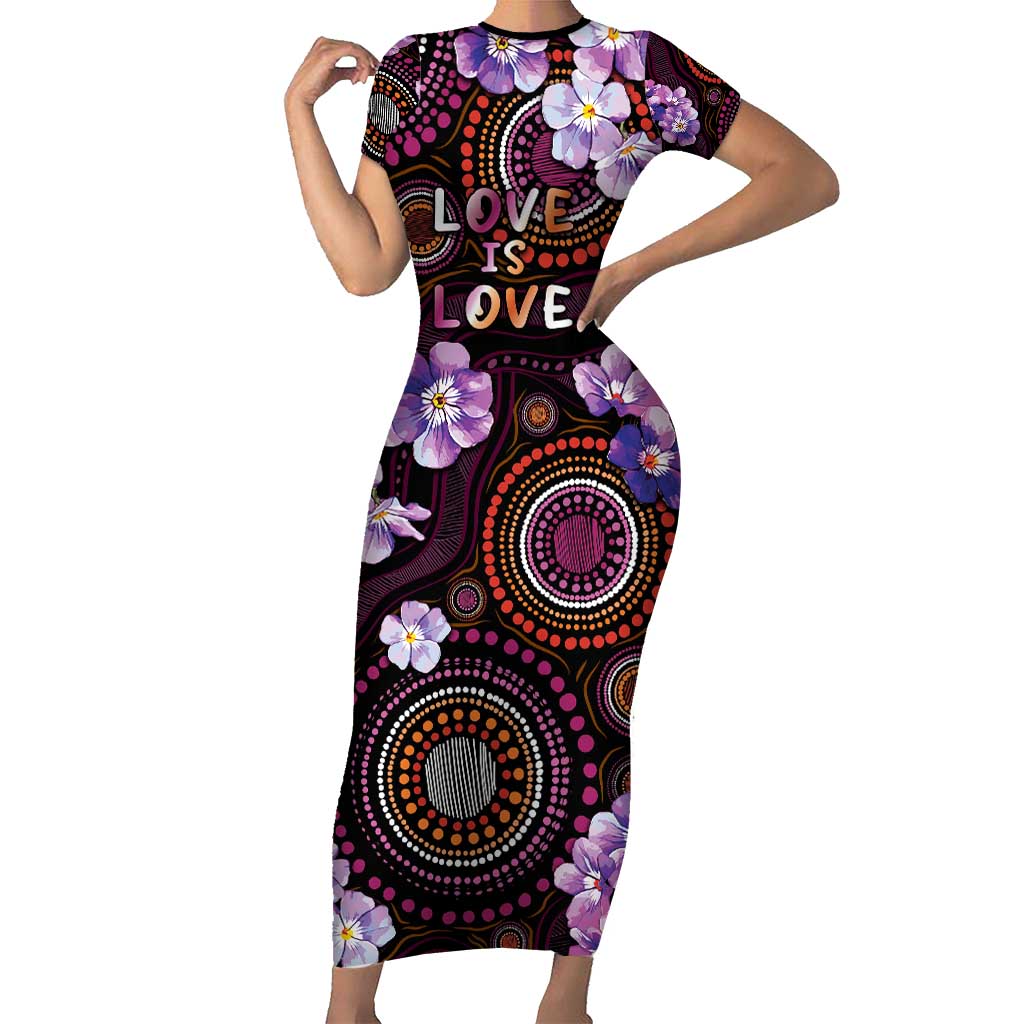 Australia First Nation LGBT - Lesbian Week Family Matching Short Sleeve Bodycon Dress and Hawaiian Shirt Sapphic Violet - Love Is Love - Aussie Hoodie