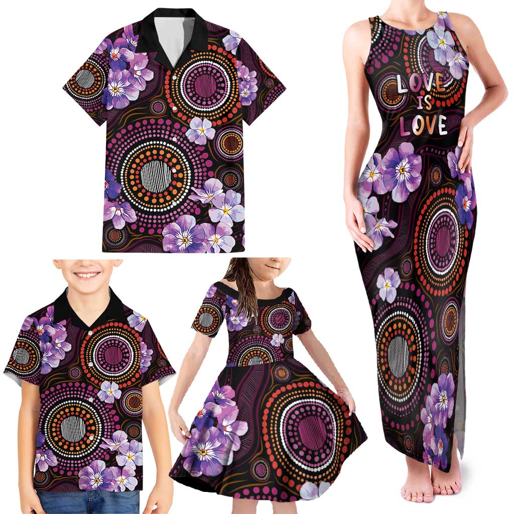 Australia First Nation LGBT - Lesbian Week Family Matching Tank Maxi Dress and Hawaiian Shirt Sapphic Violet - Love Is Love - Aussie Hoodie