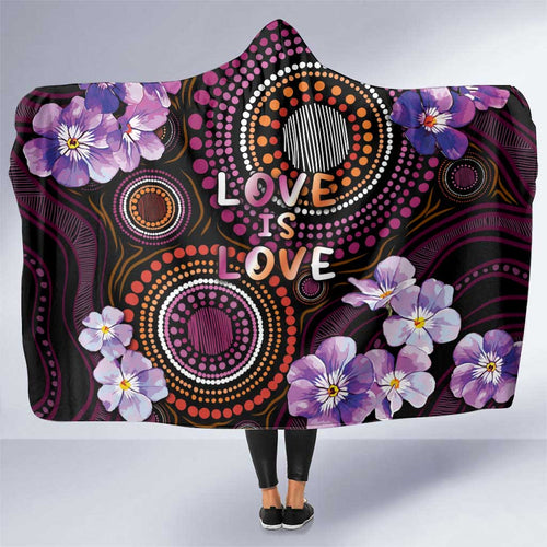 Australia First Nation LGBT - Lesbian Week Hooded Blanket Sapphic Violet - Love Is Love - Aussie Hoodie