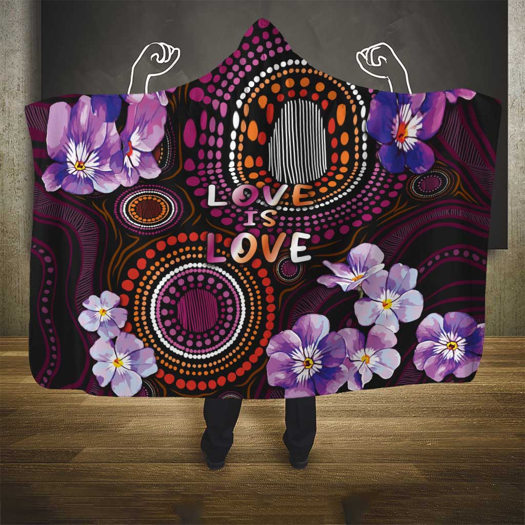 Australia First Nation LGBT - Lesbian Week Hooded Blanket Sapphic Violet - Love Is Love - Aussie Hoodie