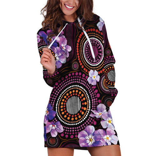 Australia First Nation LGBT - Lesbian Week Hoodie Dress Sapphic Violet - Love Is Love - Aussie Hoodie