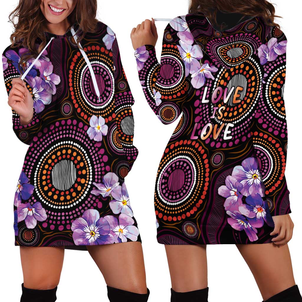 Australia First Nation LGBT - Lesbian Week Hoodie Dress Sapphic Violet - Love Is Love - Aussie Hoodie