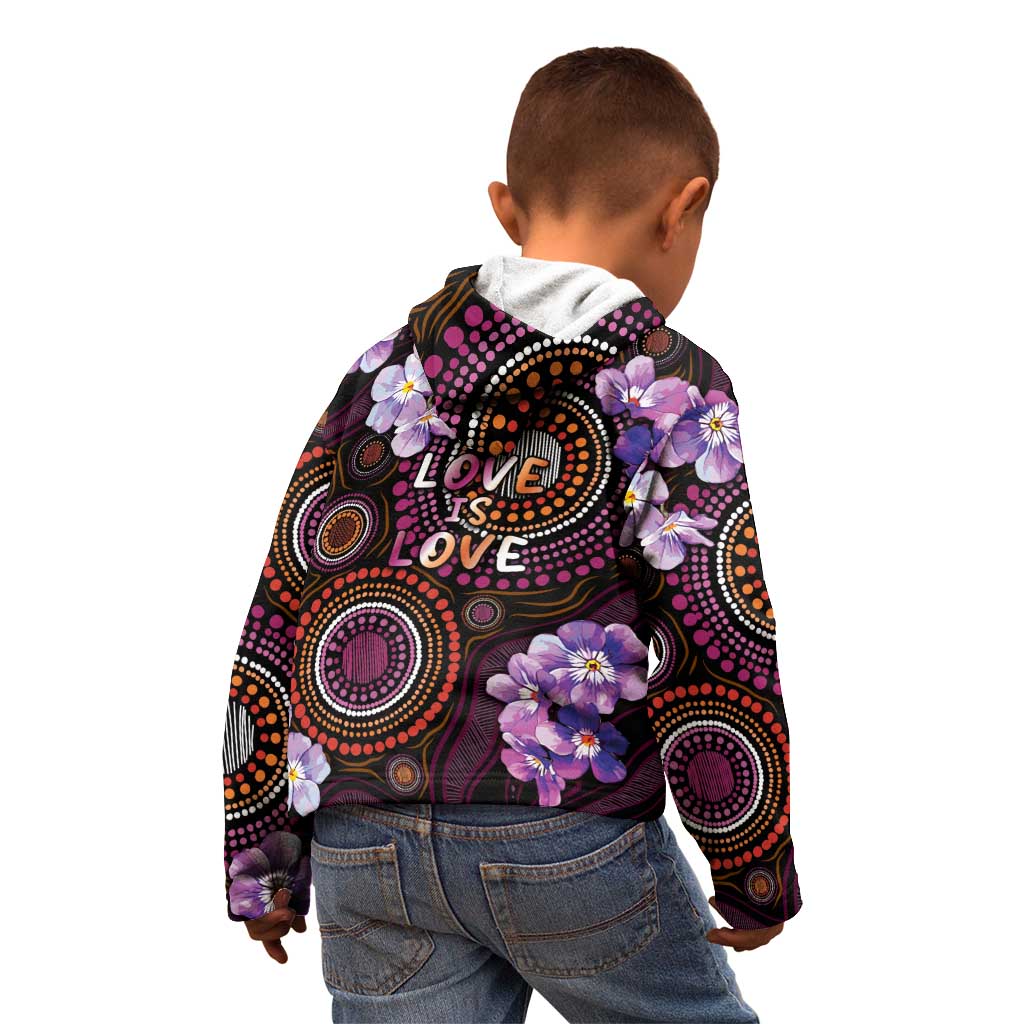 Australia First Nation LGBT - Lesbian Week Kid Hoodie Sapphic Violet - Love Is Love - Aussie Hoodie