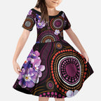 Australia First Nation LGBT - Lesbian Week Kid Short Sleeve Dress Sapphic Violet - Love Is Love - Aussie Hoodie