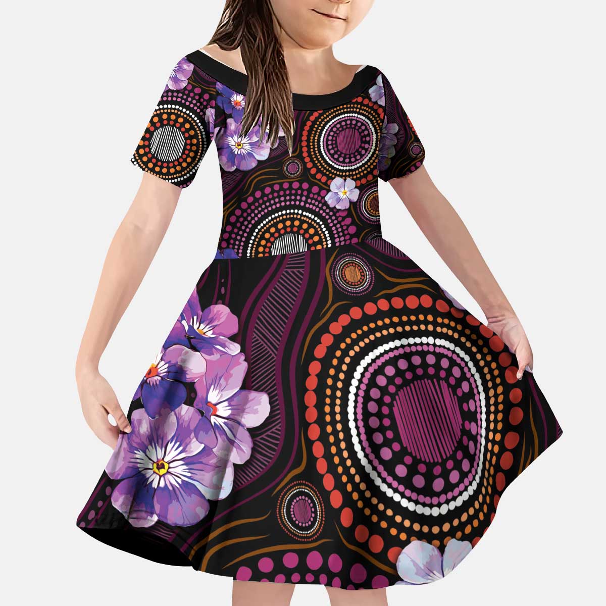 Australia First Nation LGBT - Lesbian Week Kid Short Sleeve Dress Sapphic Violet - Love Is Love - Aussie Hoodie