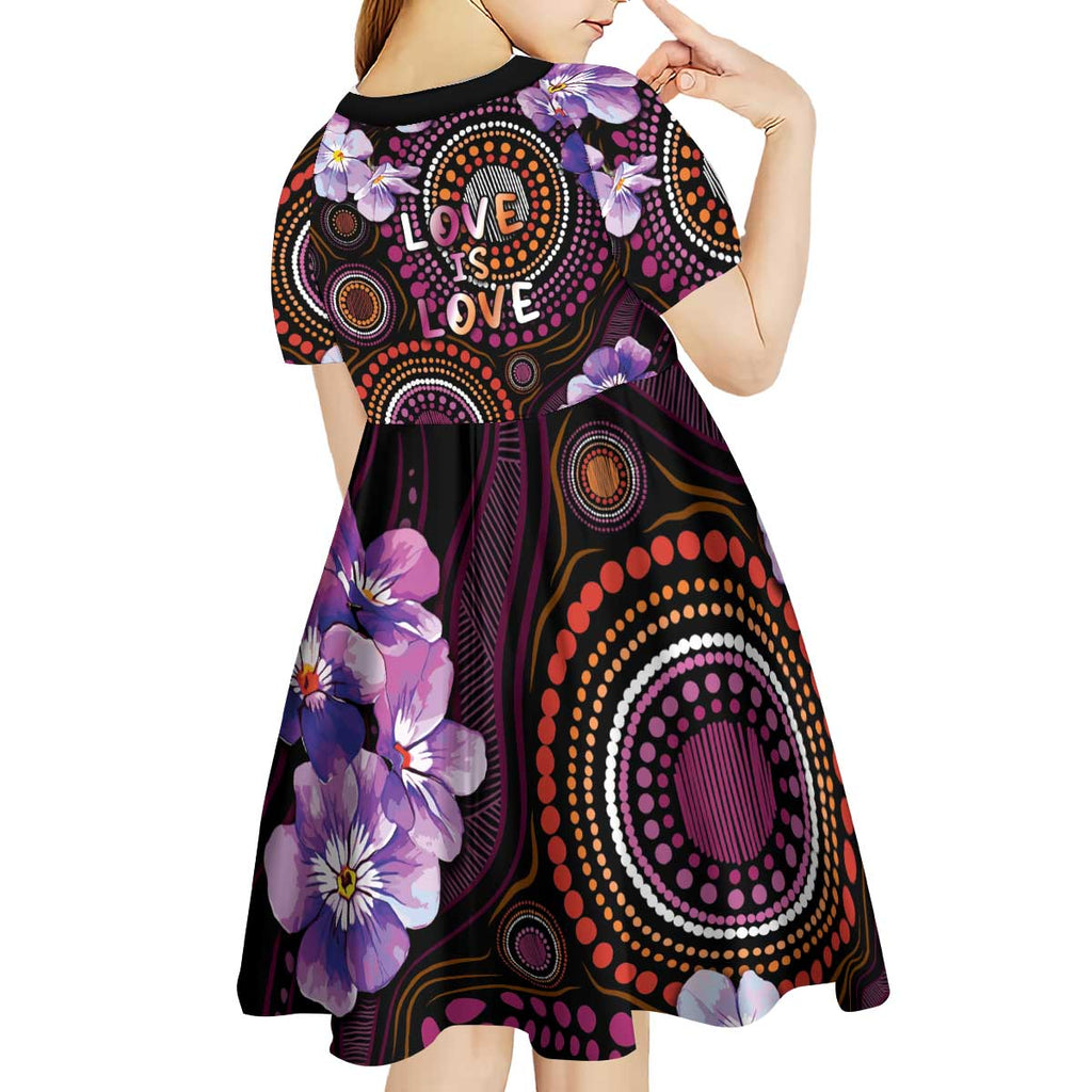 Australia First Nation LGBT - Lesbian Week Kid Short Sleeve Dress Sapphic Violet - Love Is Love - Aussie Hoodie