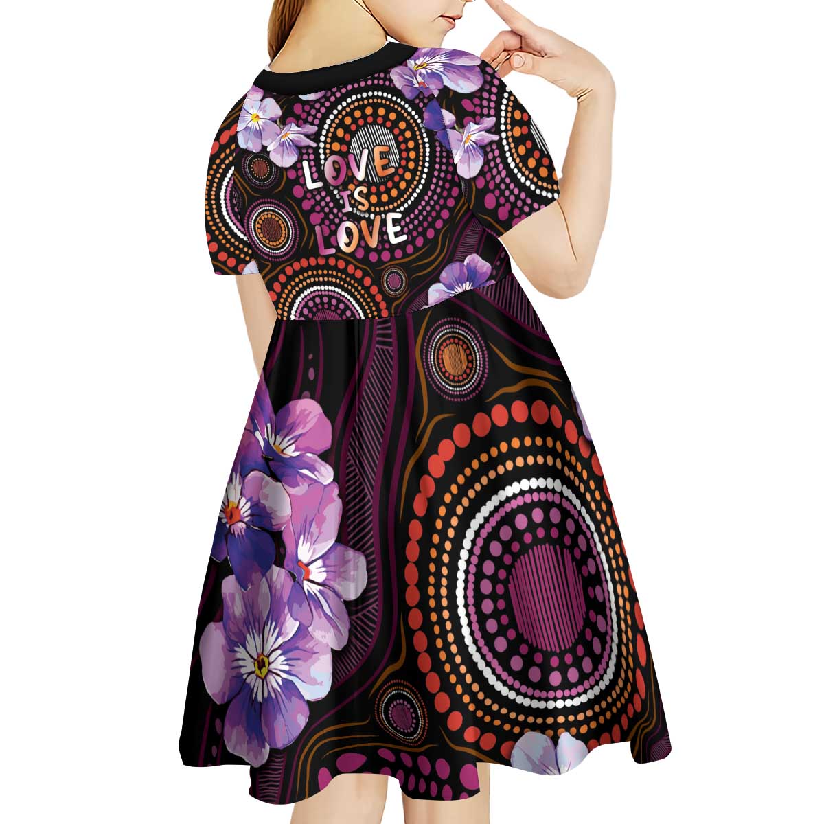 Australia First Nation LGBT - Lesbian Week Kid Short Sleeve Dress Sapphic Violet - Love Is Love - Aussie Hoodie