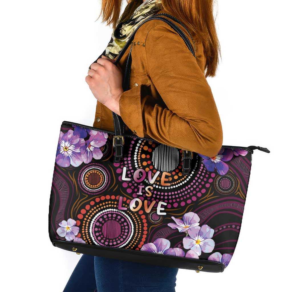 Australia First Nation LGBT - Lesbian Week Leather Tote Bag Sapphic Violet - Love Is Love - Aussie Hoodie
