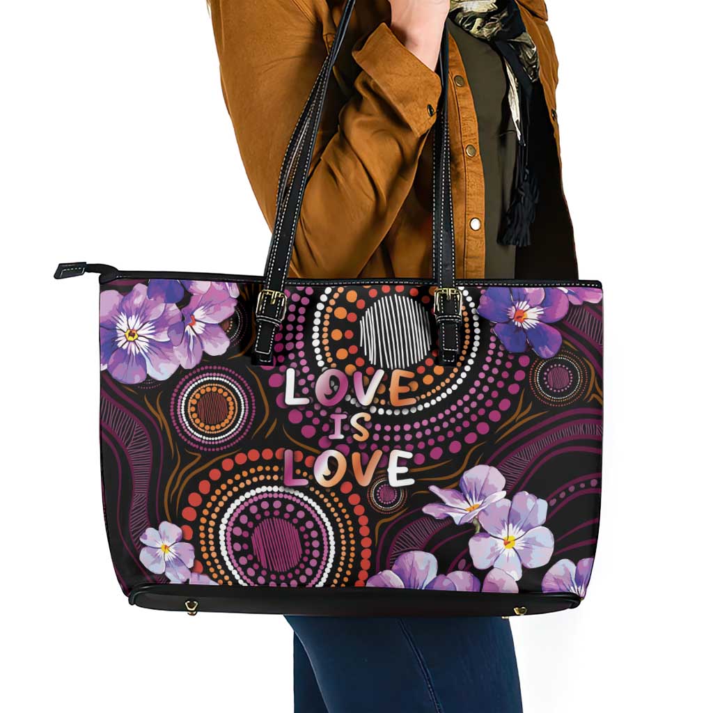 Australia First Nation LGBT - Lesbian Week Leather Tote Bag Sapphic Violet - Love Is Love - Aussie Hoodie