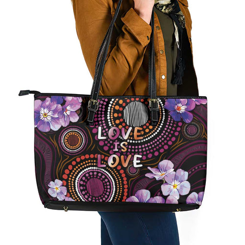 Australia First Nation LGBT - Lesbian Week Leather Tote Bag Sapphic Violet - Love Is Love - Aussie Hoodie