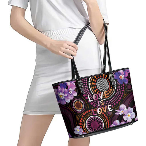 Australia First Nation LGBT - Lesbian Week Leather Tote Bag Sapphic Violet - Love Is Love - Aussie Hoodie