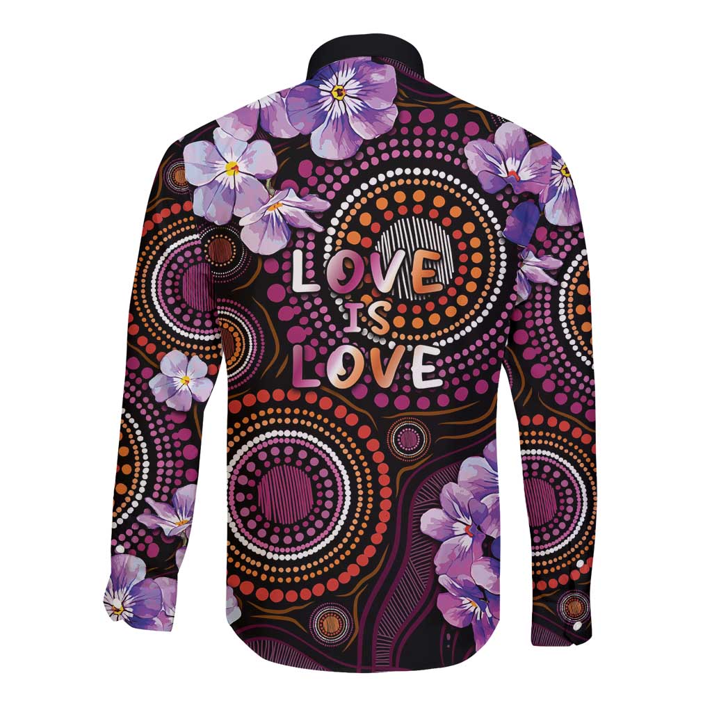 Australia First Nation LGBT - Lesbian Week Long Sleeve Button Shirt Sapphic Violet - Love Is Love - Aussie Hoodie