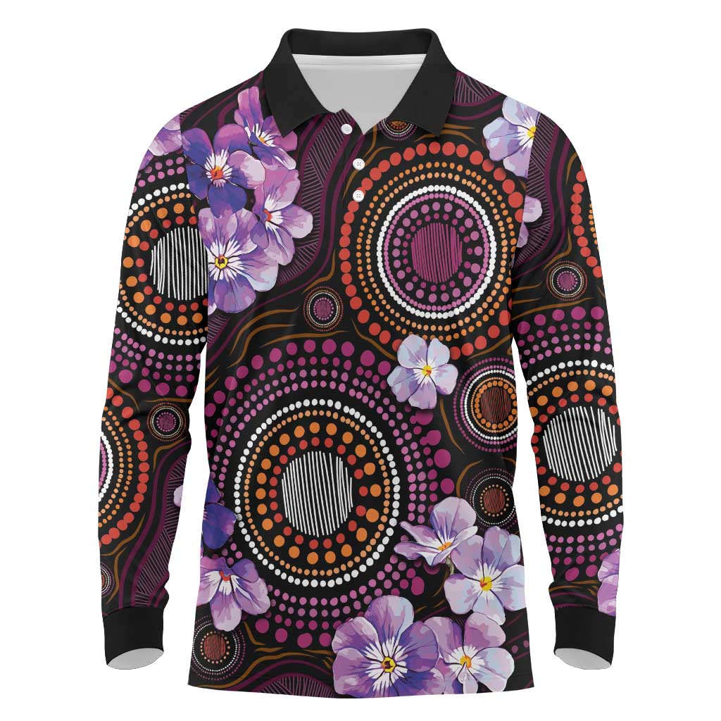 Australia First Nation LGBT - Lesbian Week Long Sleeve Polo Shirt Sapphic Violet - Love Is Love - Aussie Hoodie