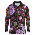 Australia First Nation LGBT - Lesbian Week Long Sleeve Polo Shirt Sapphic Violet - Love Is Love - Aussie Hoodie