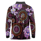 Australia First Nation LGBT - Lesbian Week Long Sleeve Polo Shirt Sapphic Violet - Love Is Love - Aussie Hoodie
