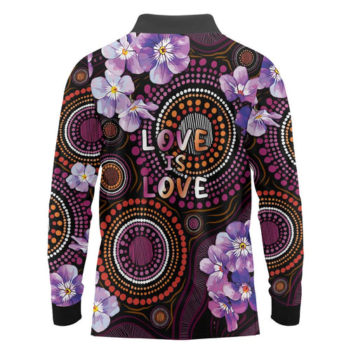 Australia First Nation LGBT - Lesbian Week Long Sleeve Polo Shirt Sapphic Violet - Love Is Love - Aussie Hoodie