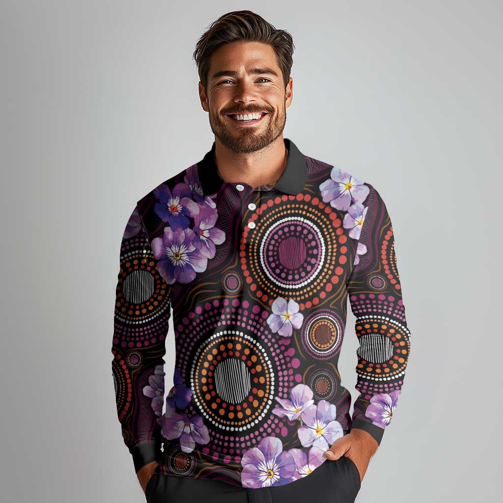 Australia First Nation LGBT - Lesbian Week Long Sleeve Polo Shirt Sapphic Violet - Love Is Love - Aussie Hoodie