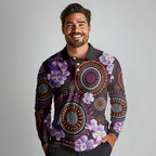 Australia First Nation LGBT - Lesbian Week Long Sleeve Polo Shirt Sapphic Violet - Love Is Love - Aussie Hoodie