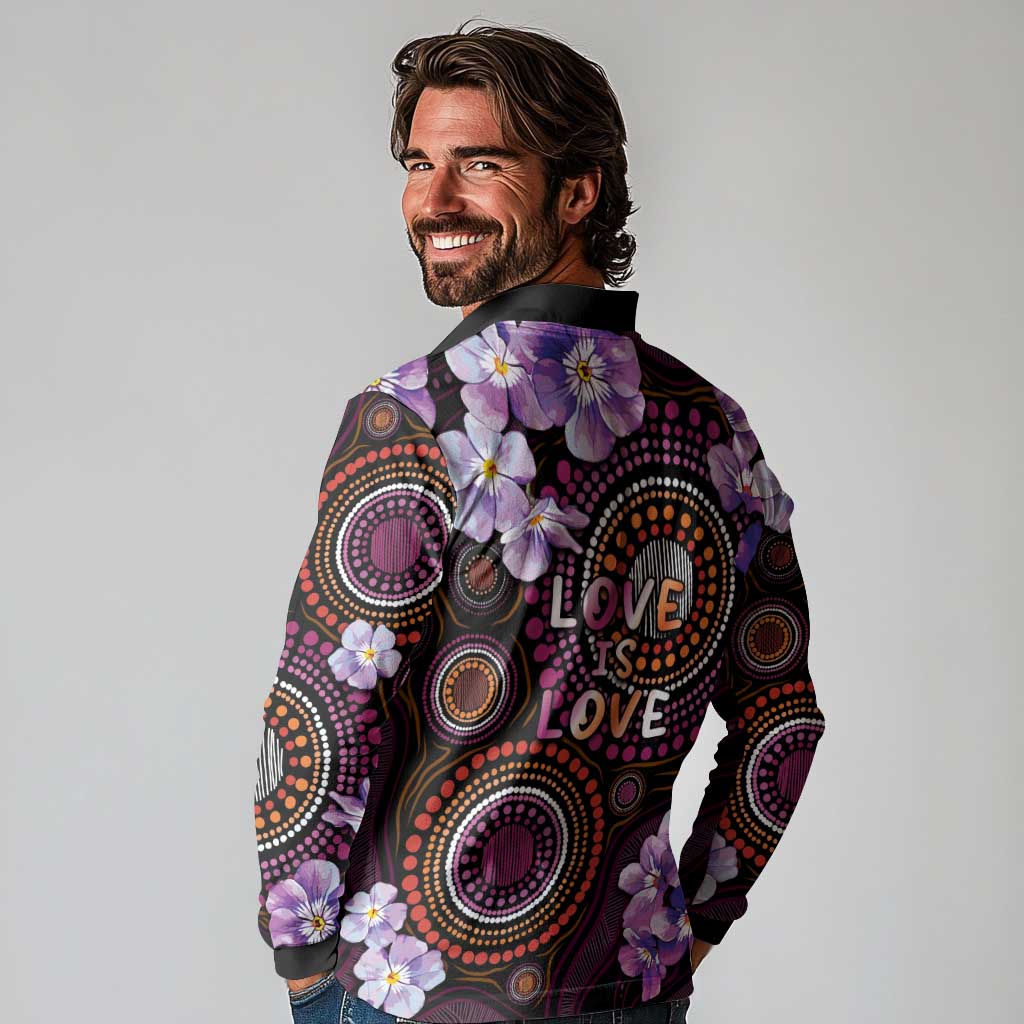 Australia First Nation LGBT - Lesbian Week Long Sleeve Polo Shirt Sapphic Violet - Love Is Love - Aussie Hoodie