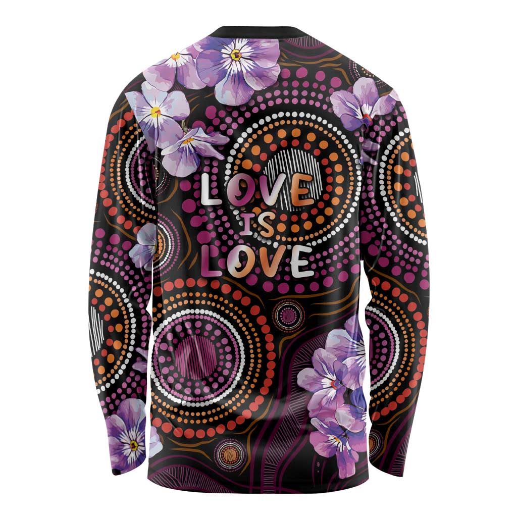 Australia First Nation LGBT - Lesbian Week Long Sleeve Shirt Sapphic Violet - Love Is Love - Aussie Hoodie