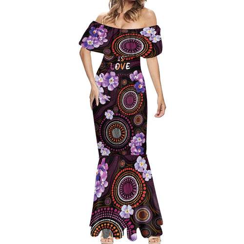 Australia First Nation LGBT - Lesbian Week Mermaid Dress Sapphic Violet - Love Is Love - Aussie Hoodie