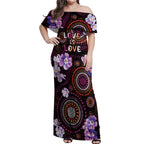 Australia First Nation LGBT - Lesbian Week Off Shoulder Maxi Dress Sapphic Violet - Love Is Love - Aussie Hoodie