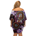 Australia First Nation LGBT - Lesbian Week Off Shoulder Short Dress Sapphic Violet - Love Is Love - Aussie Hoodie