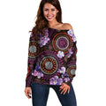 Australia First Nation LGBT - Lesbian Week Off Shoulder Sweater Sapphic Violet - Love Is Love - Aussie Hoodie
