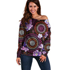 Australia First Nation LGBT - Lesbian Week Off Shoulder Sweater Sapphic Violet - Love Is Love - Aussie Hoodie