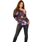 Australia First Nation LGBT - Lesbian Week Off Shoulder Sweater Sapphic Violet - Love Is Love - Aussie Hoodie