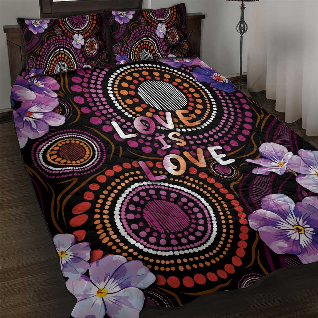 Australia First Nation LGBT - Lesbian Week Quilt Bed Set Sapphic Violet - Love Is Love - Aussie Hoodie