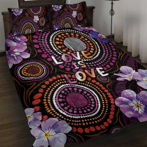 Australia First Nation LGBT - Lesbian Week Quilt Bed Set Sapphic Violet - Love Is Love - Aussie Hoodie