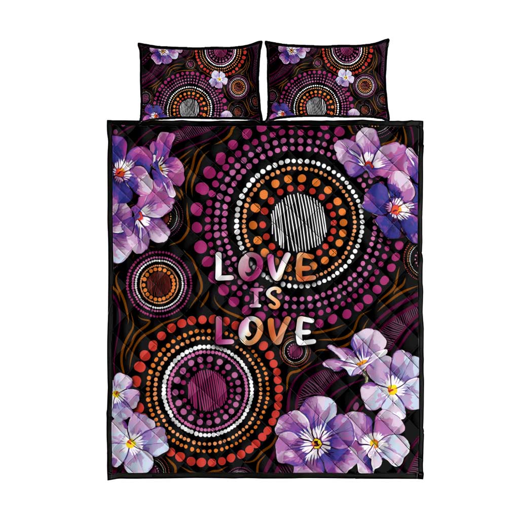 Australia First Nation LGBT - Lesbian Week Quilt Bed Set Sapphic Violet - Love Is Love - Aussie Hoodie