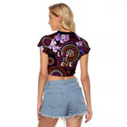 Australia First Nation LGBT - Lesbian Week Raglan Cropped T Shirt Sapphic Violet - Love Is Love - Aussie Hoodie