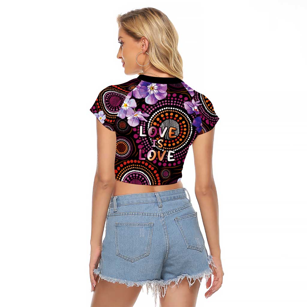 Australia First Nation LGBT - Lesbian Week Raglan Cropped T Shirt Sapphic Violet - Love Is Love - Aussie Hoodie