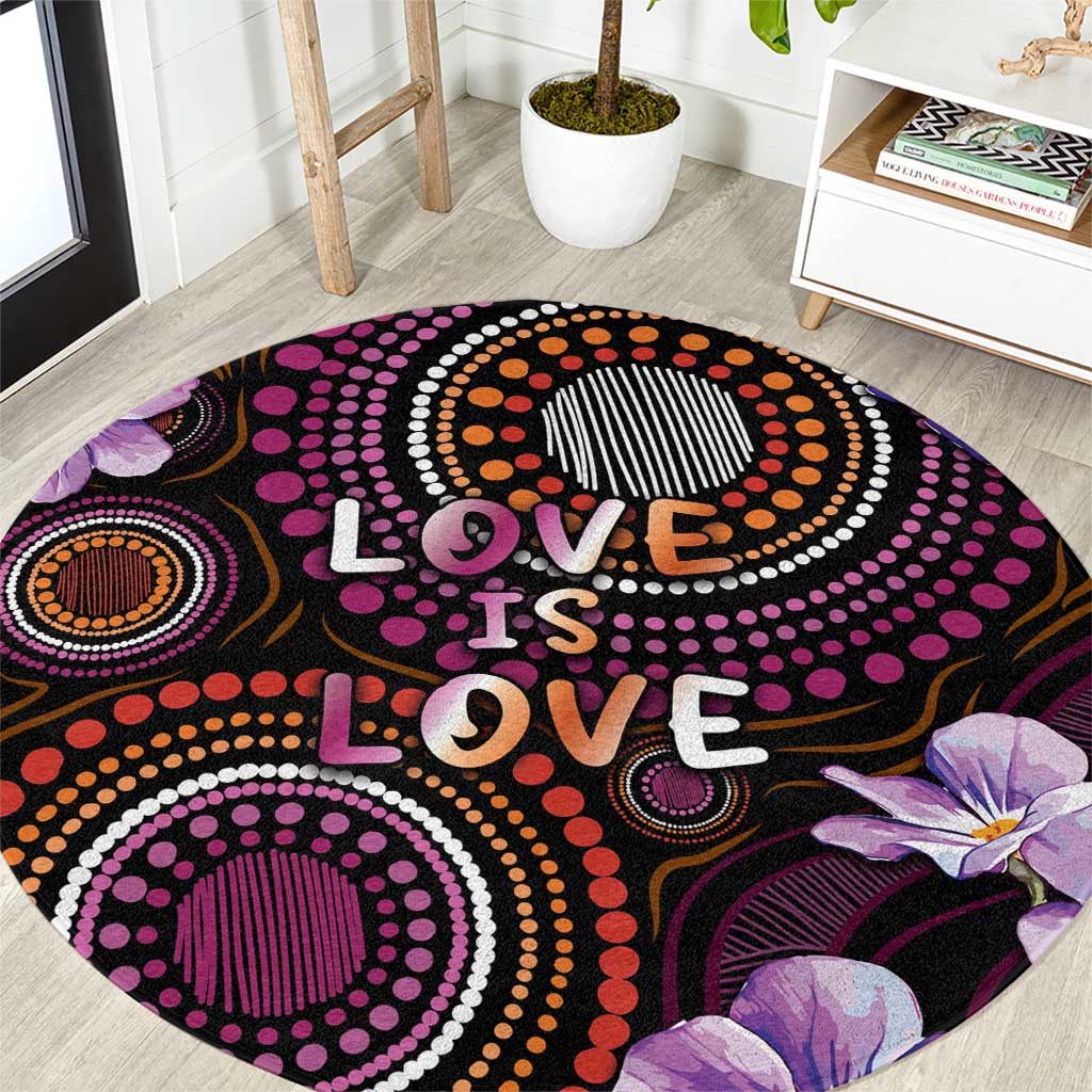 Australia First Nation LGBT - Lesbian Week Round Carpet Sapphic Violet - Love Is Love - Aussie Hoodie
