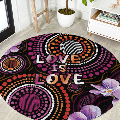 Australia First Nation LGBT - Lesbian Week Round Carpet Sapphic Violet - Love Is Love - Aussie Hoodie