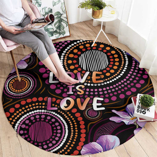 Australia First Nation LGBT - Lesbian Week Round Carpet Sapphic Violet - Love Is Love - Aussie Hoodie