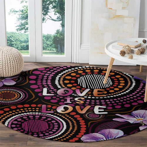 Australia First Nation LGBT - Lesbian Week Round Carpet Sapphic Violet - Love Is Love - Aussie Hoodie