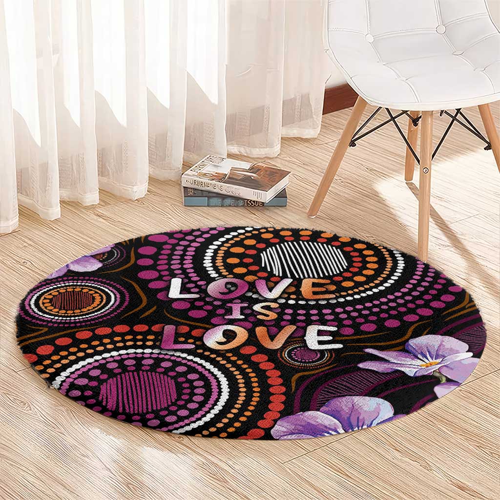 Australia First Nation LGBT - Lesbian Week Round Carpet Sapphic Violet - Love Is Love - Aussie Hoodie
