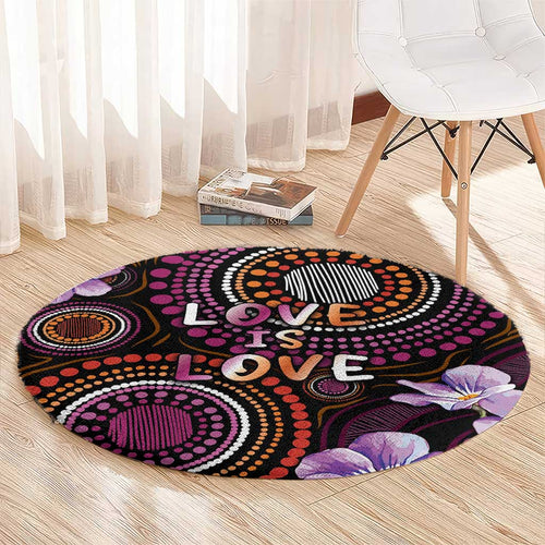 Australia First Nation LGBT - Lesbian Week Round Carpet Sapphic Violet - Love Is Love - Aussie Hoodie