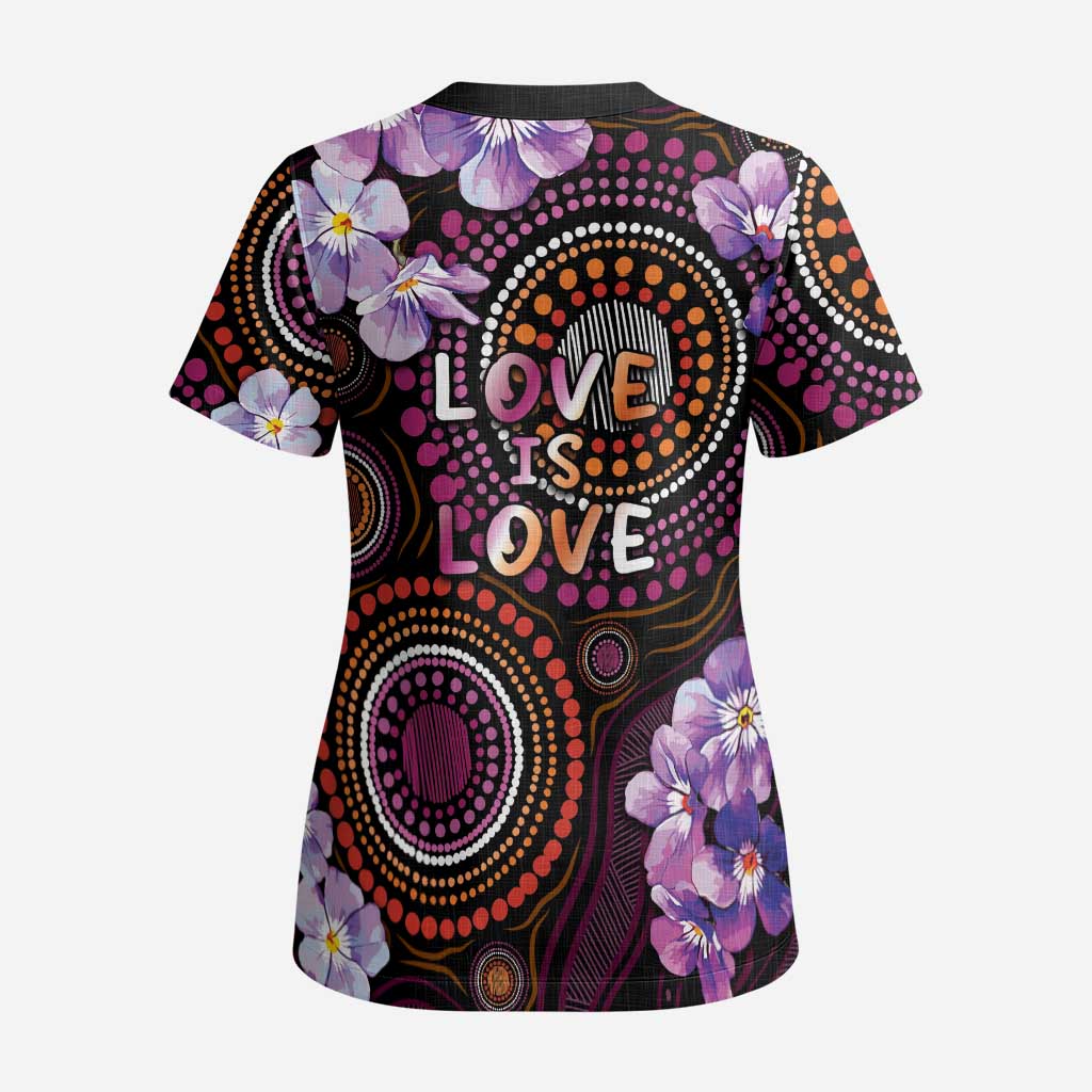 Australia First Nation LGBT - Lesbian Week Scrub Top Sapphic Violet - Love Is Love - Aussie Hoodie