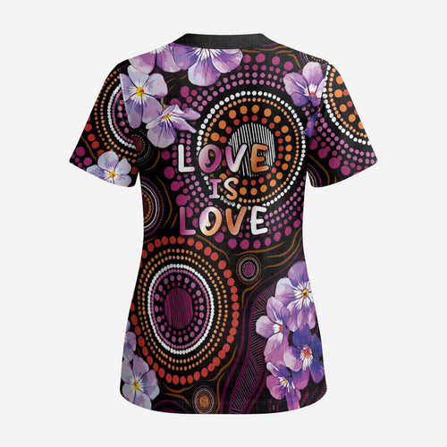 Australia First Nation LGBT - Lesbian Week Scrub Top Sapphic Violet - Love Is Love - Aussie Hoodie