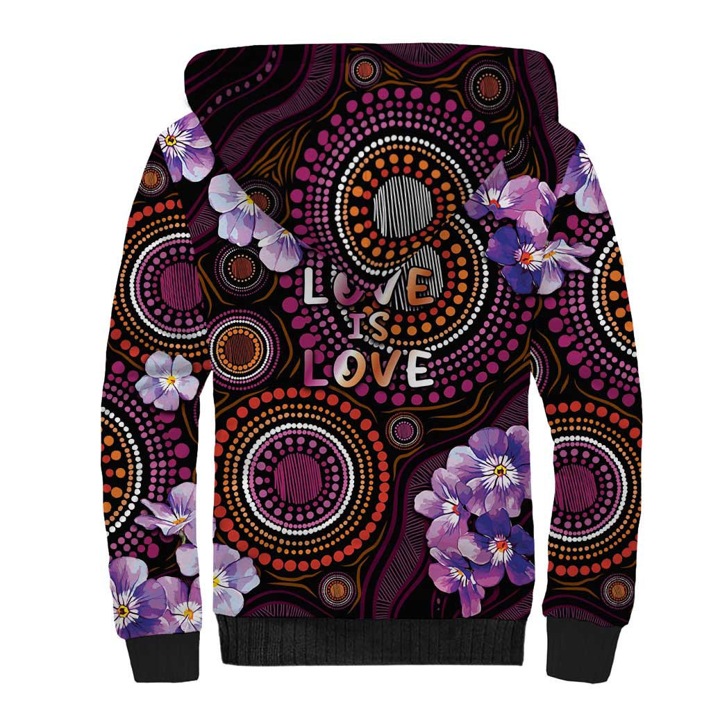 Australia First Nation LGBT - Lesbian Week Sherpa Hoodie Sapphic Violet - Love Is Love - Aussie Hoodie