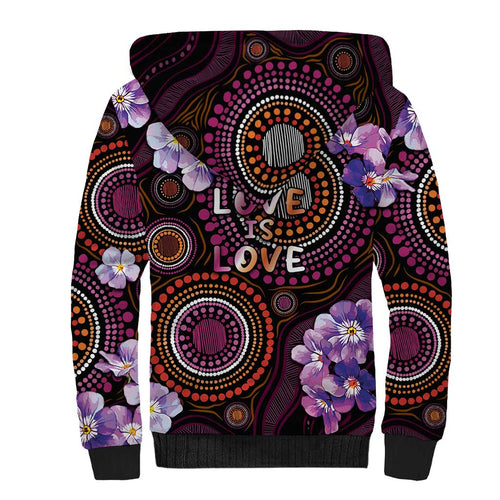 Australia First Nation LGBT - Lesbian Week Sherpa Hoodie Sapphic Violet - Love Is Love - Aussie Hoodie