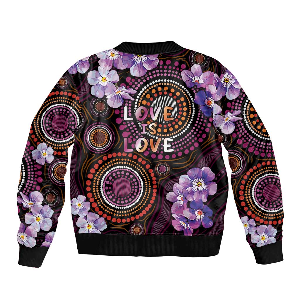 Australia First Nation LGBT - Lesbian Week Sleeve Zip Bomber Jacket Sapphic Violet - Love Is Love - Aussie Hoodie